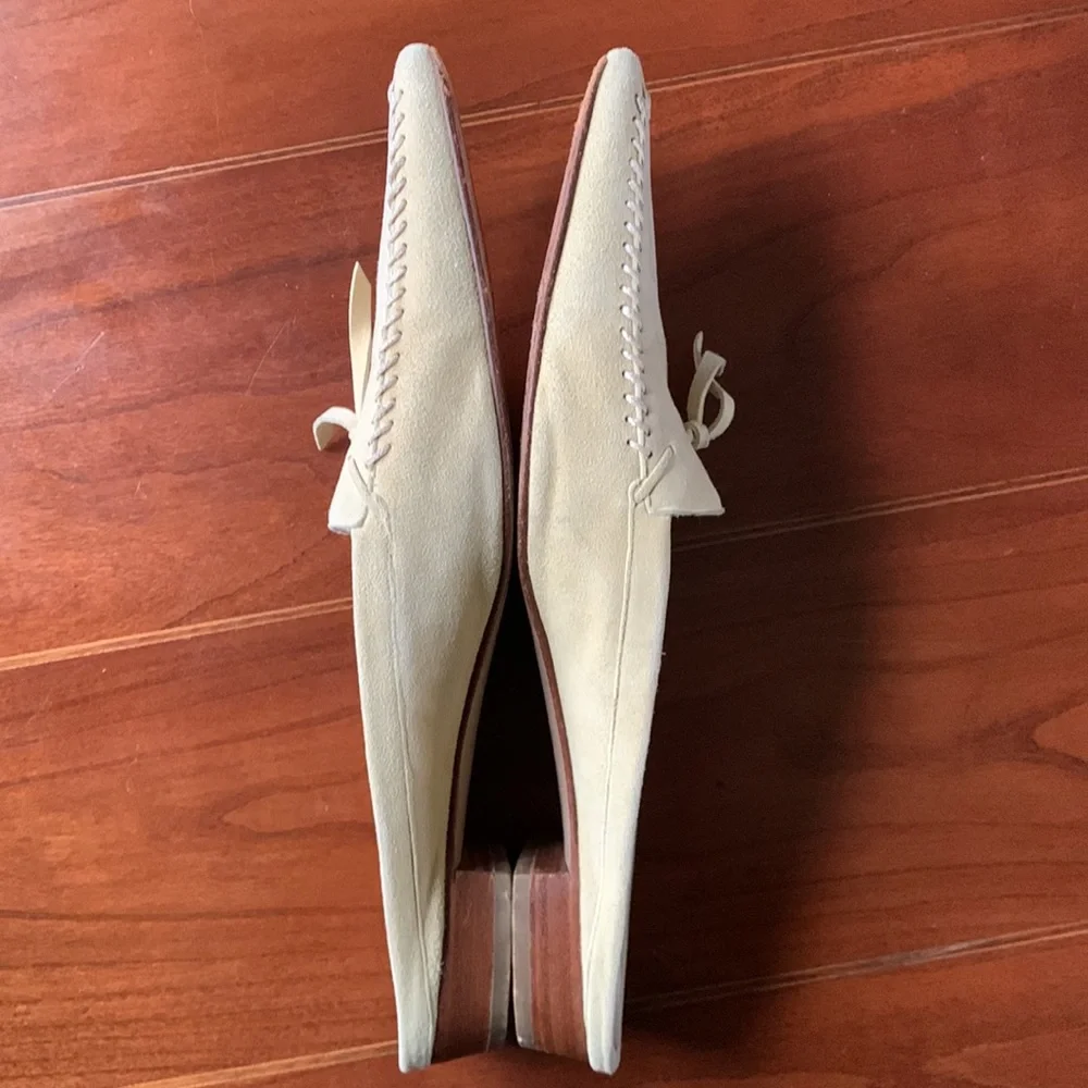 Vintage Fratelli Rossetti Pale Yellow Suede Mules - Picture 5 of 10